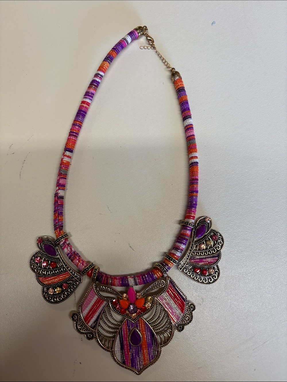 Colorful Purple & Pink Statement Necklace